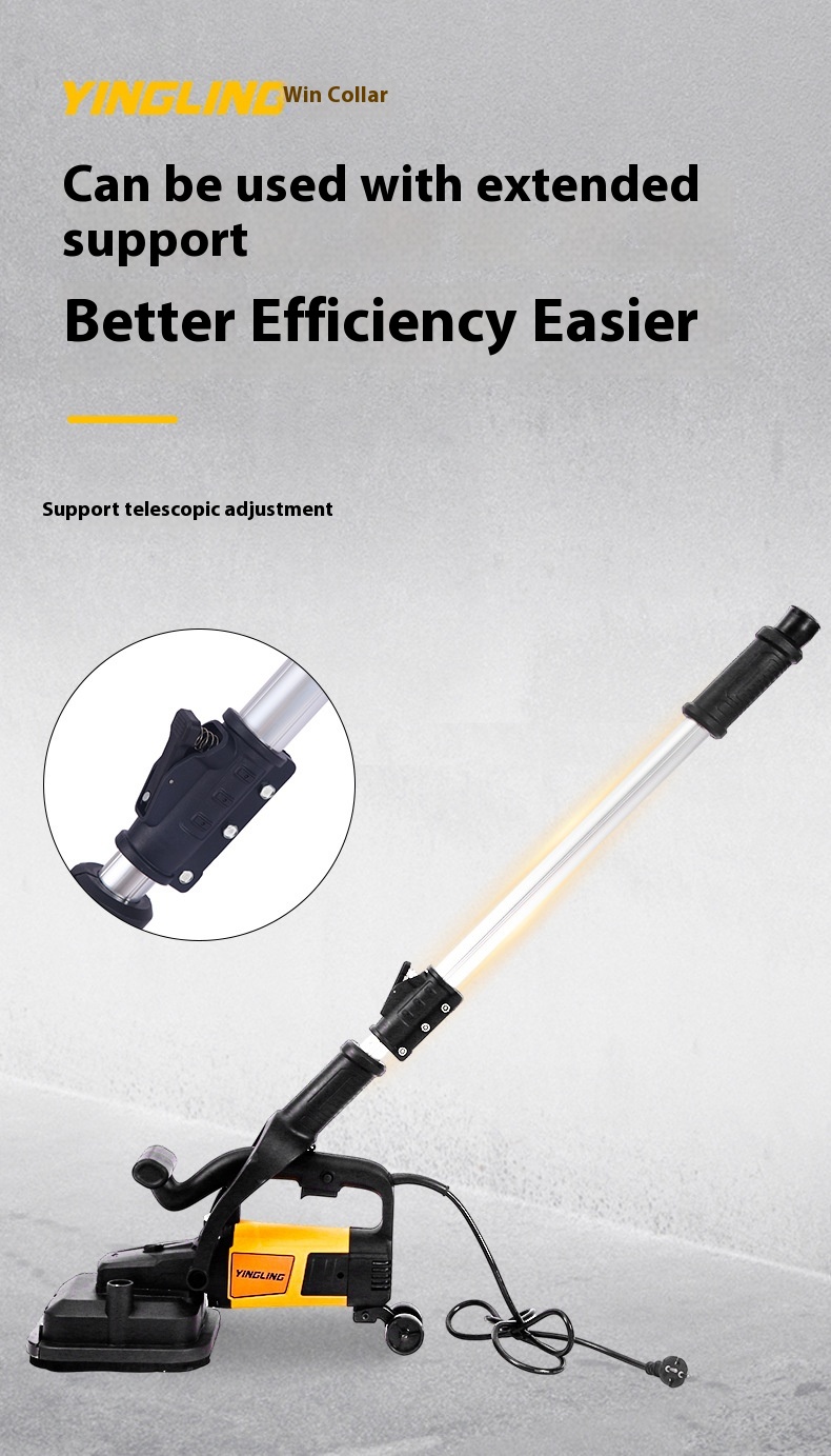 Hand-Held Concrete Grinder Coarse Grinding Machine Extension Rod for Plastering Wall Mortar Wall Electromechanical Trowel