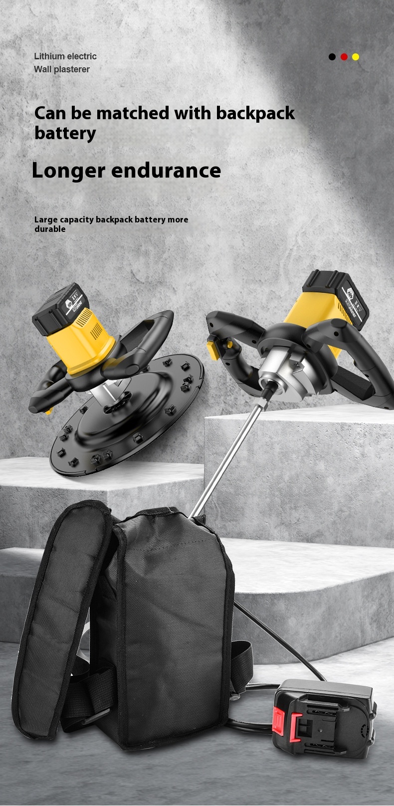 Hand-Held Lithium Electric Wall Grinder Cement Mortar Polishing Machine for Wall and Floor Smoothing Rendering Machines