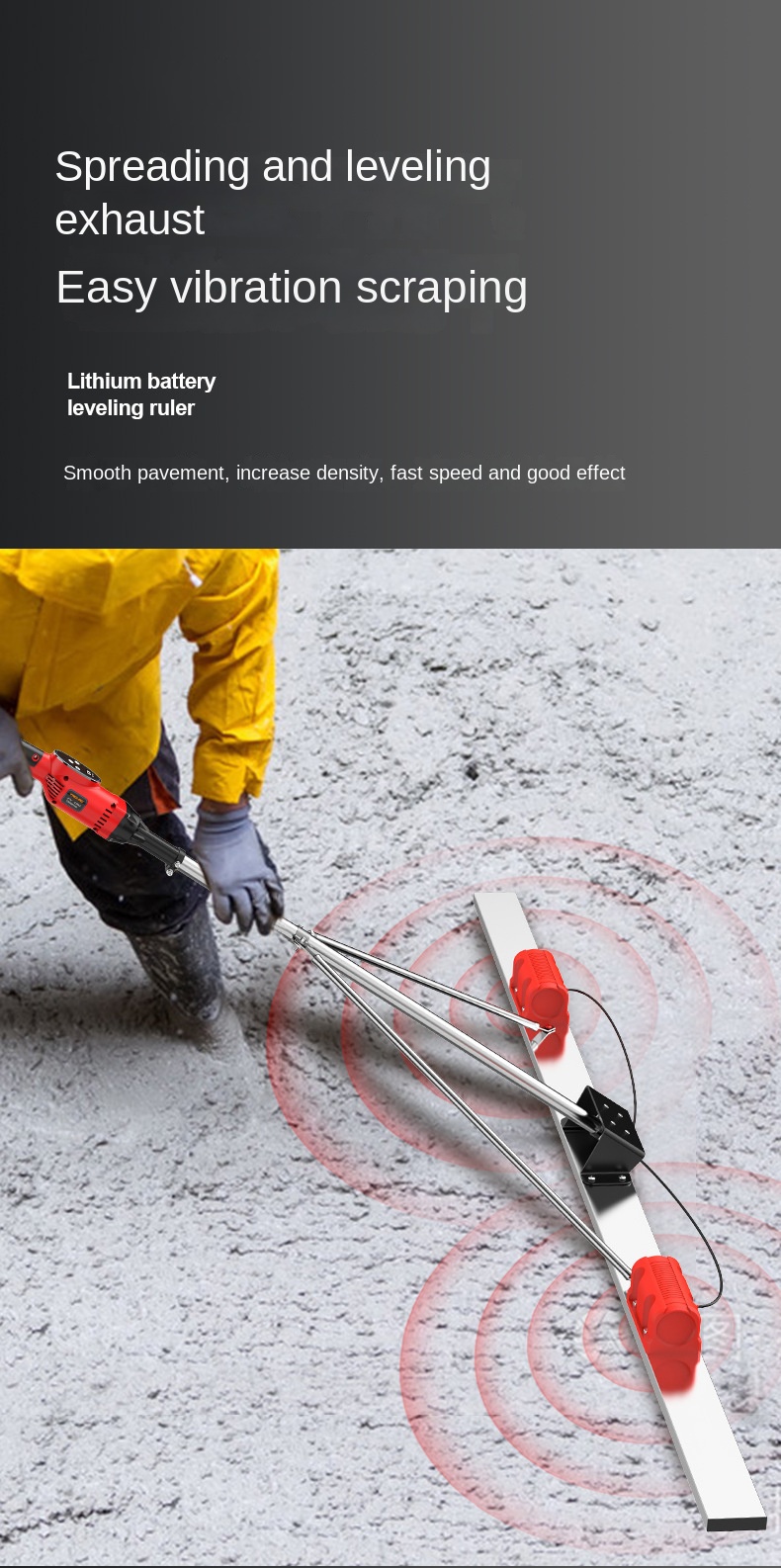 Wholesale Large Capacity Construction Machinery Electric Stainless Steel Concrete Leveling Ruler 1-Year Motor Lithium Vibration