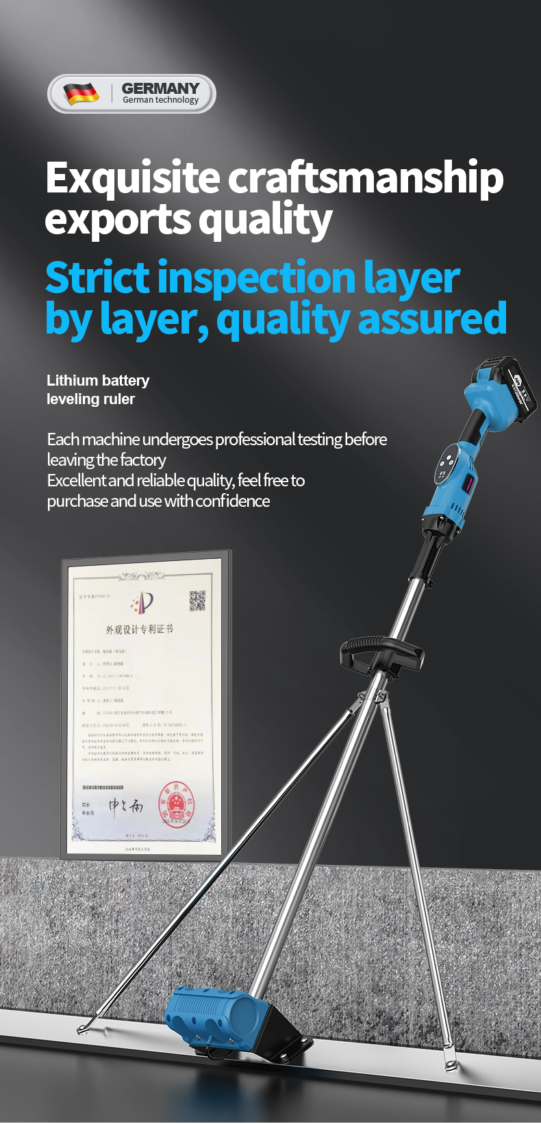 Best Price Lithium Vibrating Concrete Screed Ruler Power Display Electric Screed Concrete Level Vibrator