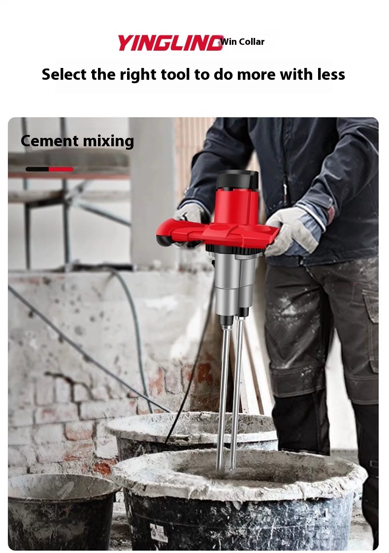 Caterpillar Industrial High Power Electric Mixer Win Collar Double Rod Putty Ash Concrete Mixer Wholesale Core Motor Component