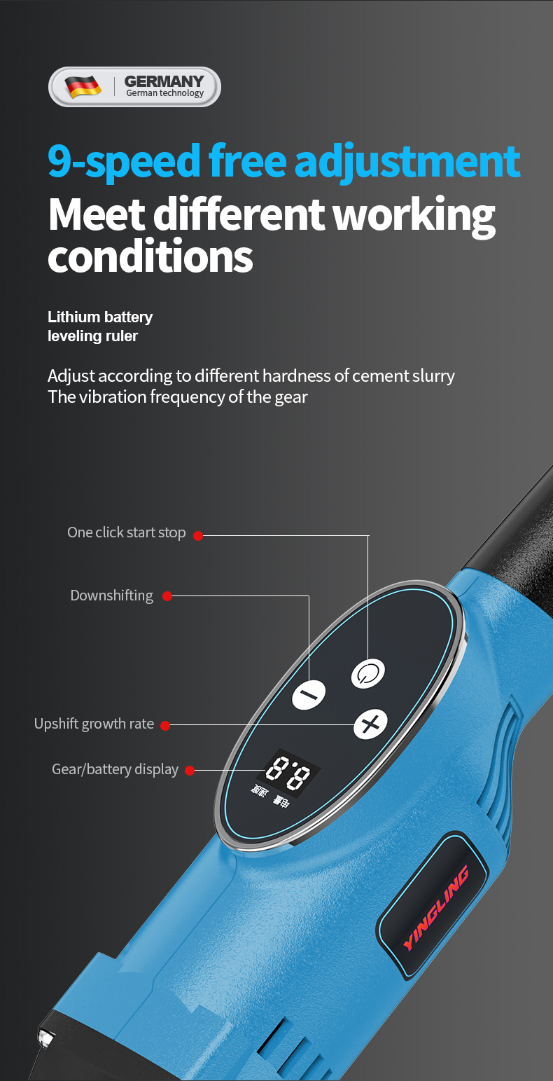 Best Price Lithium Vibrating Concrete Screed Ruler Power Display Electric Screed Concrete Level Vibrator