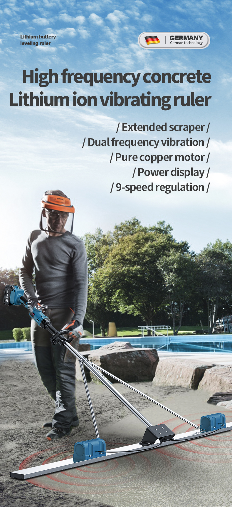 Best Price Lithium Vibrating Concrete Screed Ruler Power Display Electric Screed Concrete Level Vibrator