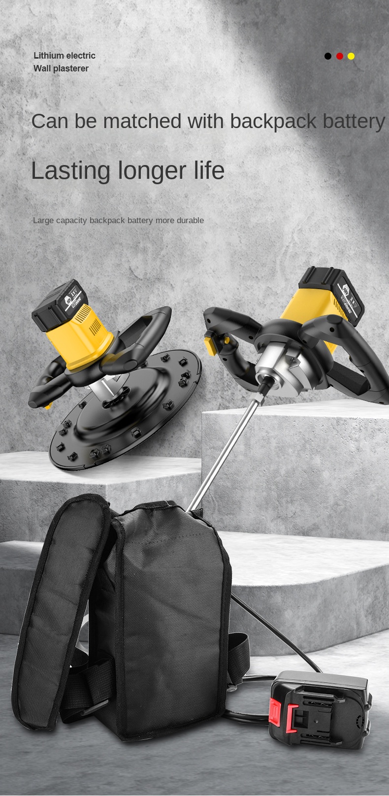 Hand-Held Lithium Electric Wall Grinder Cement Mortar Polishing Machine with Core Motor for Wall & Floor Smoothing