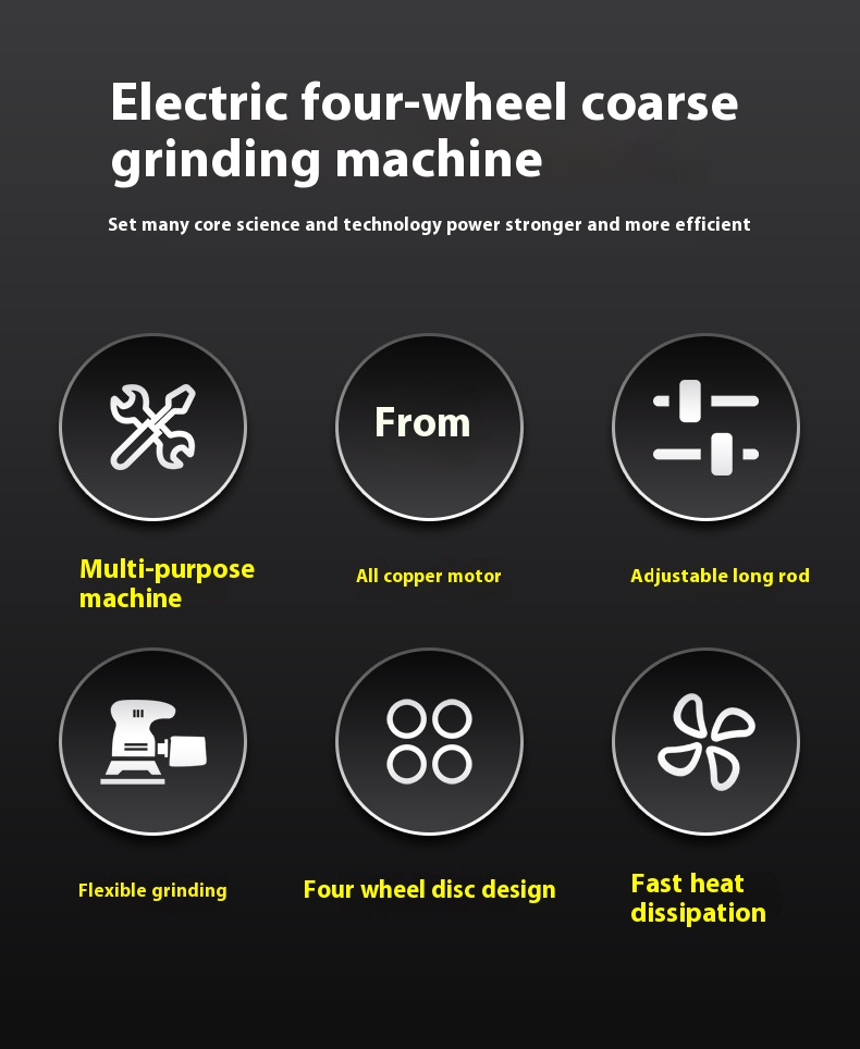 Hand-Held Concrete Grinder Coarse Grinding Machine Extension Rod for Plastering Wall Mortar Wall Electromechanical Trowel