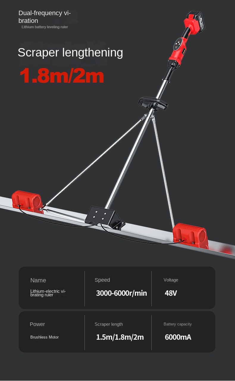 Wholesale Large Capacity Construction Machinery Electric Stainless Steel Concrete Leveling Ruler 1-Year Motor Lithium Vibration