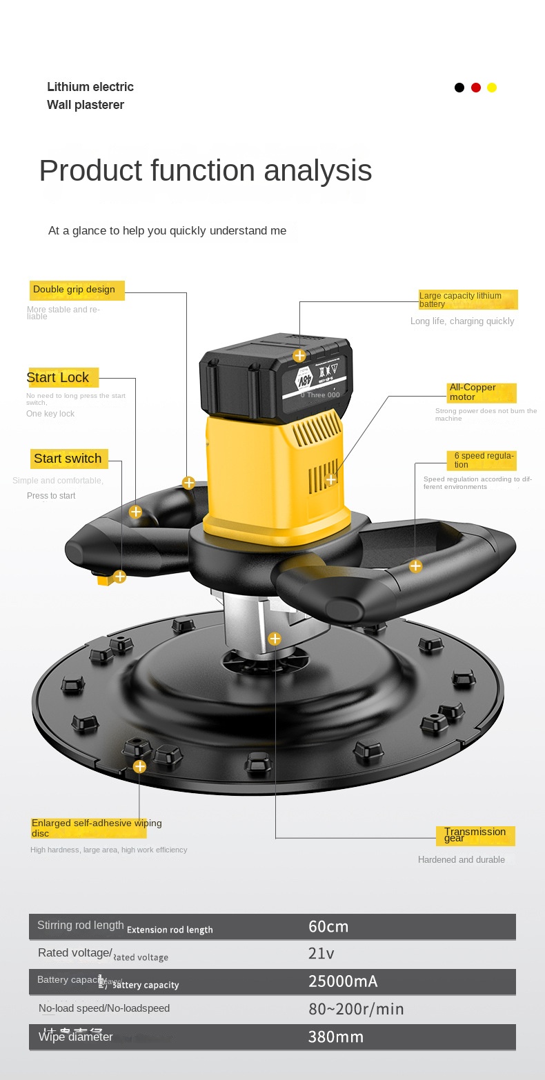 Hand-Held Lithium Electric Wall Grinder Electric Cement Mortar Polishing Machine Rendering Machines for Wall Floor Polishing